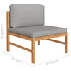 3 Piece Garden Lounge Set with Dark Grey Cushions Teak Wood
