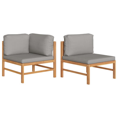 alt="2 Piece Garden Lounge Set with Dark Grey Cushions Teak Wood""
