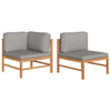 alt="2 Piece Garden Lounge Set with Dark Grey Cushions Teak Wood""