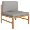 2 Piece Garden Lounge Set with Dark Grey Cushions Teak Wood