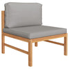 2 Piece Garden Lounge Set with Dark Grey Cushions Teak Wood