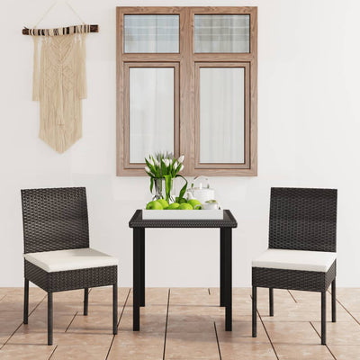 alt="3 Piece Garden Dining Set Poly Rattan Black""