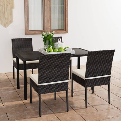 alt="5 Piece Garden Dining Set Poly Rattan Black"