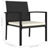 3 Piece Garden Dining Set Poly Rattan Black