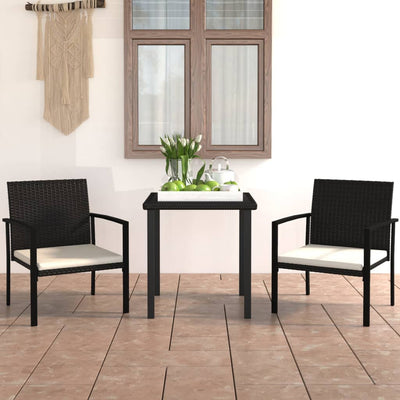 alt="3 Piece Garden Dining Set Poly Rattan Black""
