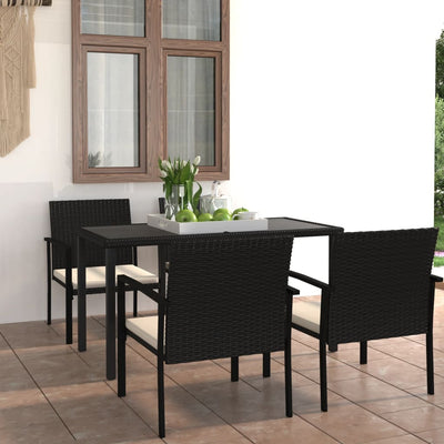 alt="5 Piece Garden Dining Set Poly Rattan Black"