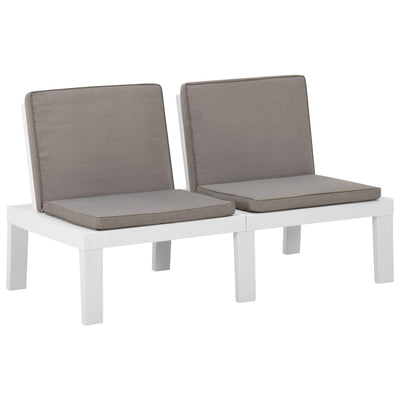 alt="Garden Lounge Bench with Cushion Plastic White"