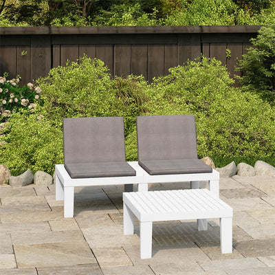 alt="2 Piece Garden Lounge Set with Cushions Plastic White"