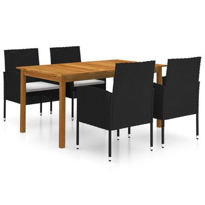 alt="5 Piece Garden Dining Set Black"