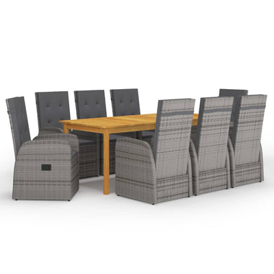 alt="9 Piece Garden Dining Set Grey"