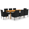alt="9 Piece Garden Dining Set Black"