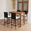 alt="5 Piece Garden Bar Set with Cushions Black"
