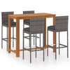 5 Piece Garden Bar Set with Cushions Grey