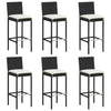 7 Piece Garden Bar Set with Cushions Black