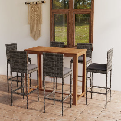 alt="7 Piece Garden Bar Set with Cushions Grey"