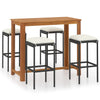 5 Piece Garden Bar Set with Cushions Black