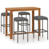 5 Piece Garden Bar Set with Cushions Grey