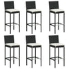 7 Piece Garden Bar Set with Cushions Black