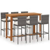 7 Piece Garden Bar Set with Cushions Grey