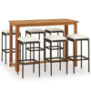 7 Piece Garden Bar Set with Cushions Brown