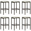 7 Piece Garden Bar Set with Cushions Brown