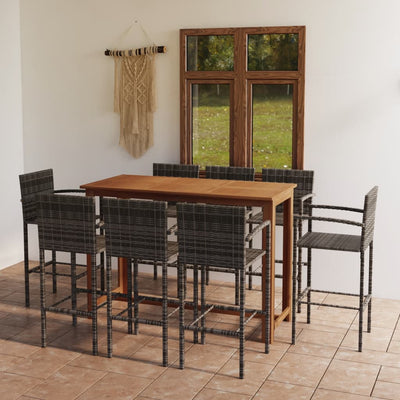 alt="9 Piece Garden Bar Set Grey"