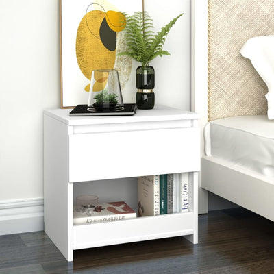 alt="Bedside Cabinet White 40x30x39 cm Chipboard"