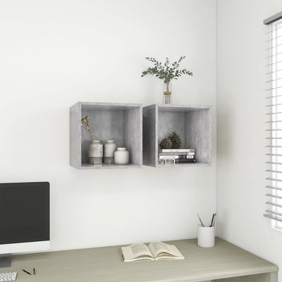 alt="Wall Cabinets 2 pcs Concrete Grey 37x37x37 cm Chipboard""