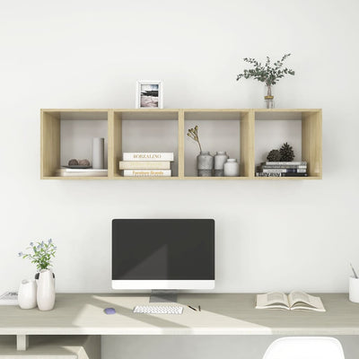 alt="Wall Cabinets 4 pcs White and Sonoma Oak 37x37x37 cm Chipboard""