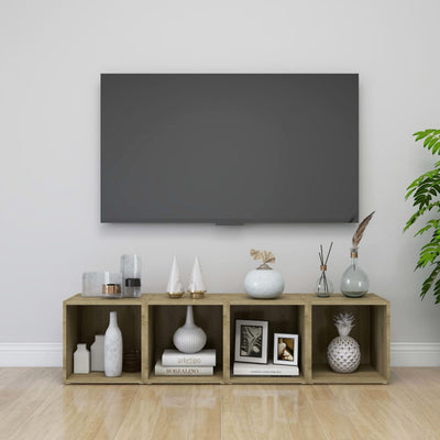 alt="TV Cabinets 4 pcs Sonoma Oak 37x35x37 cm Chipboard""