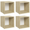 TV Cabinets 4 pcs White and Sonoma Oak 37x35x37 cm Chipboard