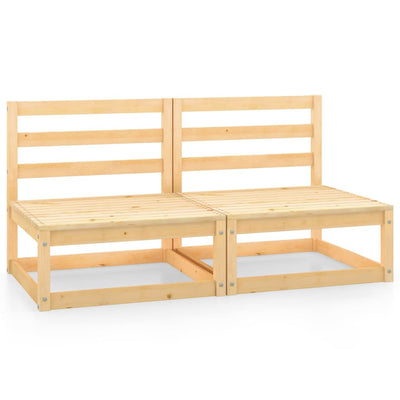 alt="Garden Middle Sofas 2 pcs Solid Pinewood"