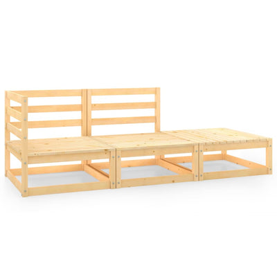 alt="3 Piece Garden Lounge Set Solid Pinewood"