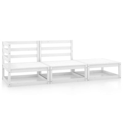 alt="3 Piece Garden Lounge Set White Solid Pinewood"