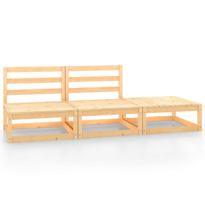 alt="3 Piece Garden Lounge Set Solid Pinewood"
