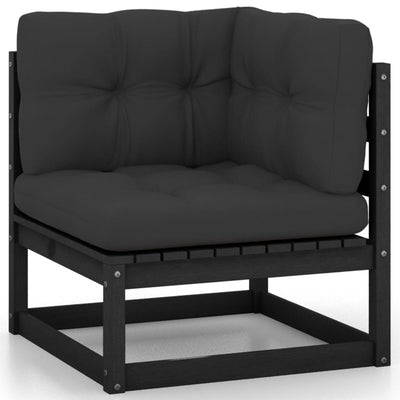 alt="Garden Corner Sofa with Anthracite Cushions Solid Pinewood""