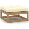 alt="Garden Footstool with Cushion Honey Brown Solid Pinewood"