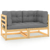 alt="Garden 2-Seater Sofa with Cushions Solid Pinewood"