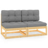 alt="Garden Middle Sofas with Grey Cushions 2 pcs Solid Pinewood"