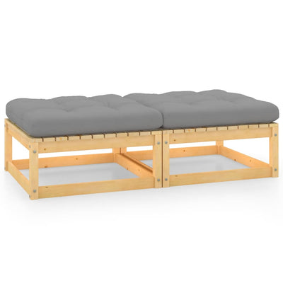 alt="Garden Footstools with Cushions 2 pcs Solid Pinewood"