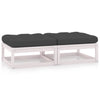 alt="Garden Footstools with Cushions 2 pcs White Solid Pinewood"