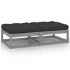 alt="Garden Footstools with Cushions 2 pcs Grey Solid Pinewood"