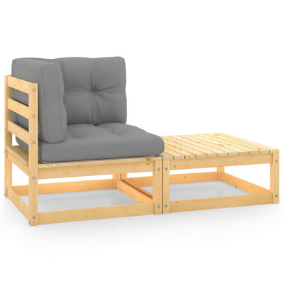 alt="2 Piece Garden Lounge Set with Cushions Solid Pinewood"