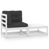alt="2 Piece Garden Lounge Set with Cushions White Solid Pinewood"