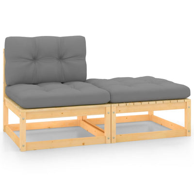 alt="2 Piece Garden Lounge Set with Cushions Solid Pinewood"
