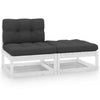 alt="2 Piece Garden Lounge Set with Cushions White Solid Pinewood"