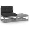 alt="2 Piece Garden Lounge Set with Cushions Grey Solid Pinewood"
