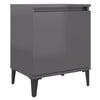 Bed Cabinets with Metal Legs 2 pcs High Gloss Grey 40x30x50 cm
