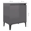 Bed Cabinets with Metal Legs 2 pcs High Gloss Grey 40x30x50 cm