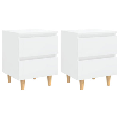 alt="Bed Cabinets & Pinewood Legs 2 pcs High Gloss White 40x35x50cm"